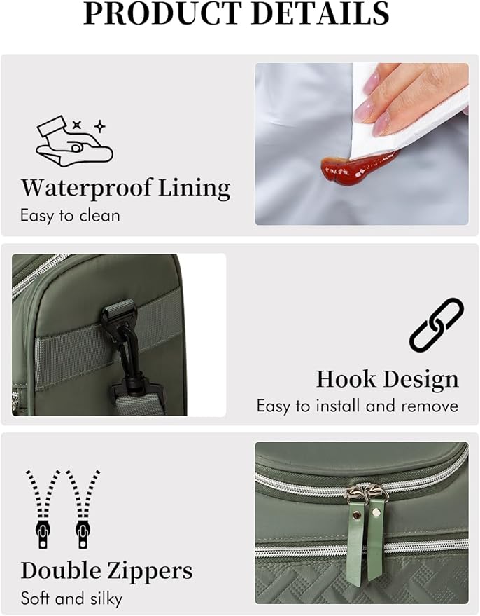 Lunch Bag for Women Men Adult Insulated Lunch Box, Leakproof Lunch Cooler Bag with Front Pocket & Adjustable Shoulder Strap, Reusable Large Lunch Tote Bag for Work Office Travel Picnic, Green