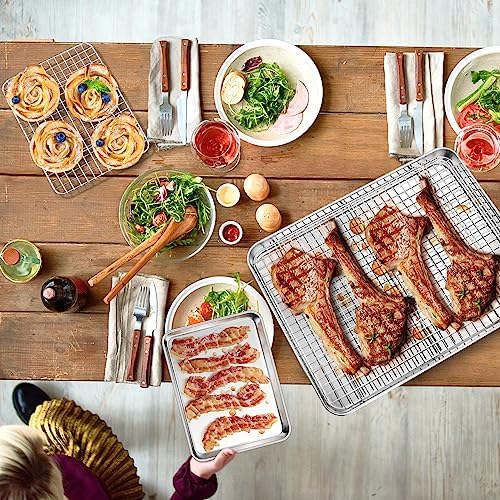 P&P CHEF 16 + 10.4 Inch Cookie Baking Sheet Pan with Wire Rack,4 Pcs