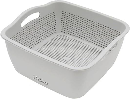 Kitchen Colander Drain Basin 2 in 1 Plastic Basket Strainer Bowl (grey), large, Gray