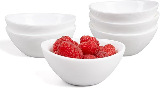 3 OZ White Dipping Bowl Set of 6, Opal Glass Small 3.5 inch Soy Sauce Dish, Mini Serving Pinch Bowls for Condiment Sushi Bread Ketchup BBQ Party