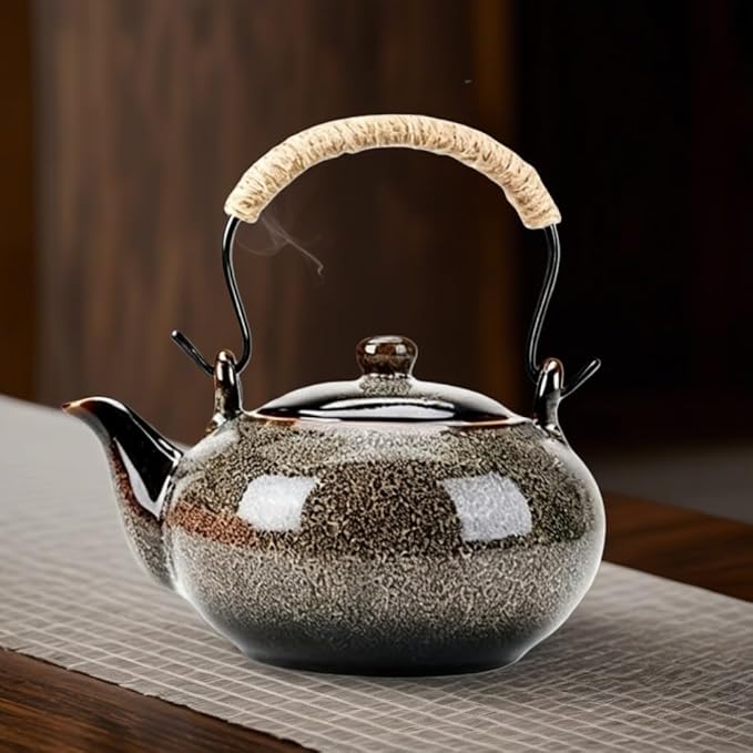 Japanese Teapot with Infuser Ceramic Tea Pot with Removable Stainless Steel Fliter for Loose Tea 25 OZ / 750ml Teapots for Tea Coffee Milk Herbal tea for Office Home Men Women as Gift,Grey