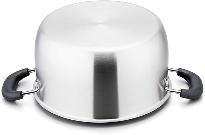 P&P CHEF 6 Qt Stockpot with Lid, Stainless Steel Cooking Stock Pot for Soup, Heat-Proof Double Handles with Visible Lid, Dishwasher Safe & Healthy, 1-Ply Metal