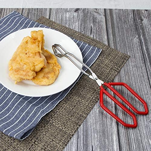 MSY BIGSUNNY Stainless Steel Scissor Tongs Heavy Duty Cooking Tongs with Soft Handles (2, red 11" + 11")