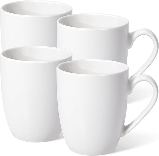 Urbanstrive 16 oz Large Coffee Mugs Set of 4 Ceramic Coffee Mug White Coffee Cups Tea Cups Idea Gift for Women Men House Warming Gifts New Home Office, White 4 Pack