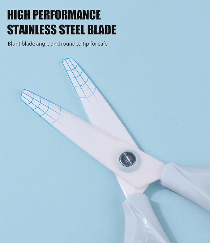 Baby Food Scissors Kicthen Shears - Portable Healthy Cute Kids Ceramic Scissors with Storage Case - Ideal for Cutting Meat, Chicken, Vegetables, and Fruits (Blue)