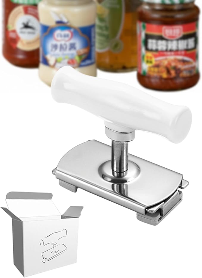 Cap Crack Jar Opener 2026 New Adjustable Multi-Lid Can Opener for Weak Hands - Ergonomic Non-Slip Grip, One-Hand Operation, Opens Bottles Cans Jars Effortlessl (White Anti-Slip)