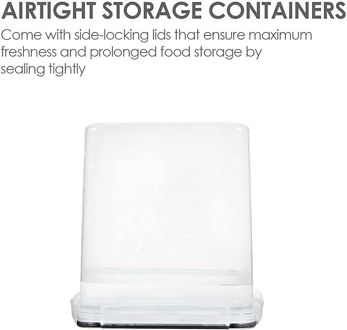 Vtopmart Food Storage Containers 2.5L / 84.5oz, 4 Pieces BPA Free Plastic Airtight Canister for Flour, Sugar, Baking Supplies, with 4 Measuring Cups and 24 Labels, Black