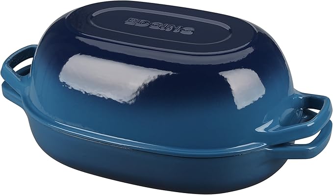 Enameled Cast Iron Oval Dutch Oven Pot with Lid, Dutch Oven for Sourdough Bread Baking, Bread Oven, Bread Dutch Oven, Oval Bread Pan, 7qt, Lake Blue