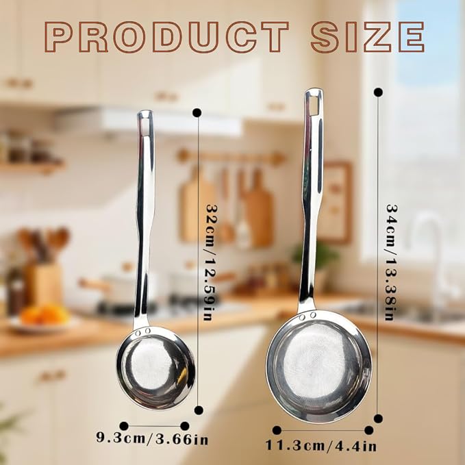 Fine Mesh Stainless Steel Colander，2025 Stainless Steel Filter,Durable Multi-Functional Kitchen Cooking Net Strainer (2-Piece Set),Strainers Fine Mesh，Profesional Stainless Strainer.