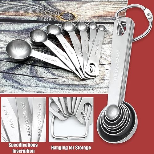 Luomorgo 7 Pcs/Set Measuring Spoons Set, Stainless Steel Tablespoons
