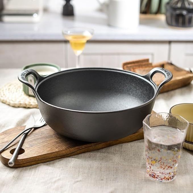 10 inch Cast Iron Wok with Lid and Handles, Grilling Pan, Use in the Oven, on the Stove, or on the Grill (Wok with Lid 10 inch)