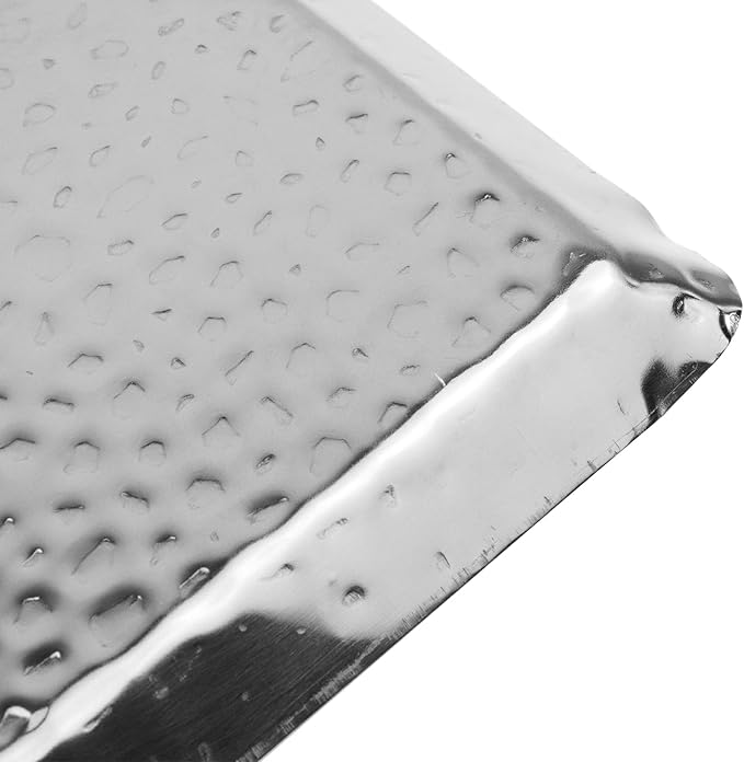 Antrader Hammered Rectangular Tray,Stainless Steel Decorative Tray,Silver Serving Trays,Serving Platter Small Storage Tray(10-Inch by 4-Inch)