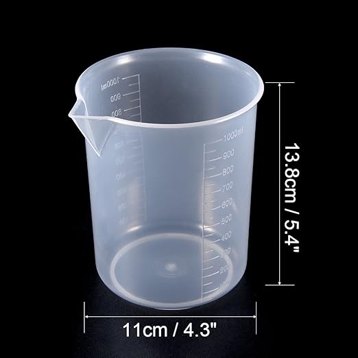 uxcell Measuring Cup 1000ml PP Plastic Graduated Beaker Transparent for Lab Kitchen Liquids 3pcs