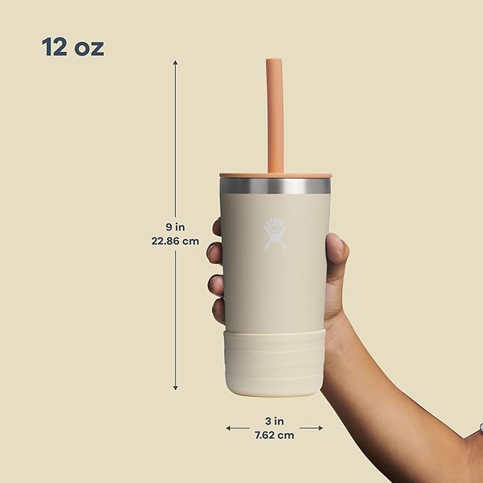 Hydro Flask Kids 12 Oz Tumbler with Lid and Straw for School - Insulated Stainless Steel in Coconut Cream