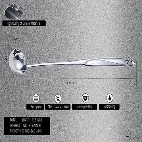 High Grade Soup Ladle, Cooking Ladle for Soup, Heat-proof Design of Hollow Handle, Gift for Family（4ouce/13.5 Inch)