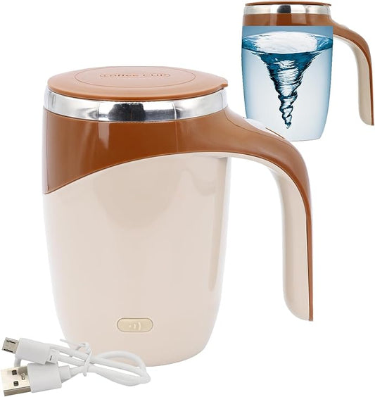Self Stirring Mug - Rechargeable Automatic Magnetic Electric Coffee Mug, Rotating Cute Mixing Cup Tasse, To Stir Office/Kitchen/Travel/Home Coffee/Tea/Hot Chocolate/Milk-450 ml/15.2 oz(Brown)