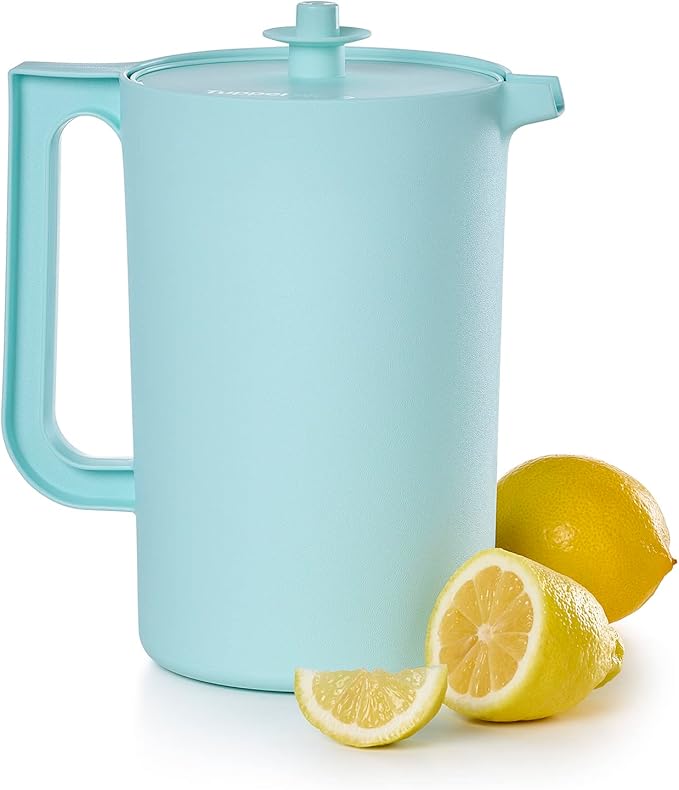 Tupperware Heritage Pitcher Set in Vintage Blue and Yellow Colors, Dishwasher Safe and BPA Free (Set of 2, 1.5 Qt./2 Qt.)