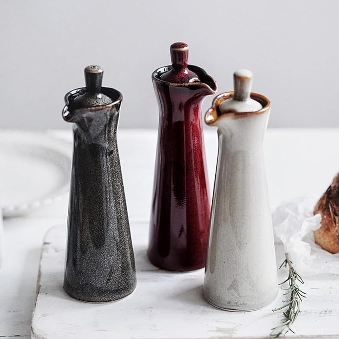 Small Ceramic Olive Oil Dispenser Bottle for Storage Of Oil, Vinegar, Soy Sauce, 120ml / 4oz