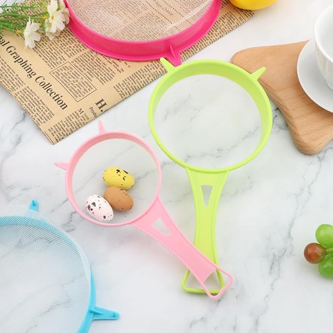 4Pcs/Set Fine Mesh Strainer Set, Kitchen Plastic Flour Colander Set, Solid-Liquid Separator Gadget with Non Slip Handles, for Yogurt Baking Kitchen Kefir Tea Juice Pasta(size:4pcs/set)