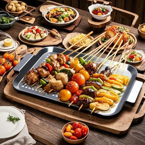 Grill Pan Set of 2, BBQ Grill Topper for Outdoor Grill, Middle