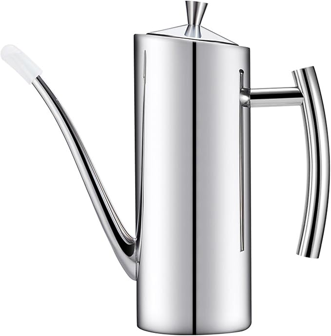 KSENDALO Stainless Steel Olive Oil Dispenser - 24oz/700mL Leakproof Oil Bottle, Premium One-Piece Design with Long Narrow Spout, Vertical Handle Kitchen Cruet for Precision Pouring