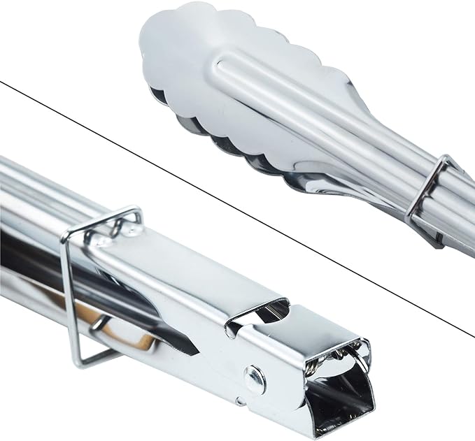 Stainless Steel Utility Food Tongs Set Kitchen Metal Tongs for Cooking Grilling Barbecue BBQ and Serving Salad (9 12 Inch 4 Pieces)