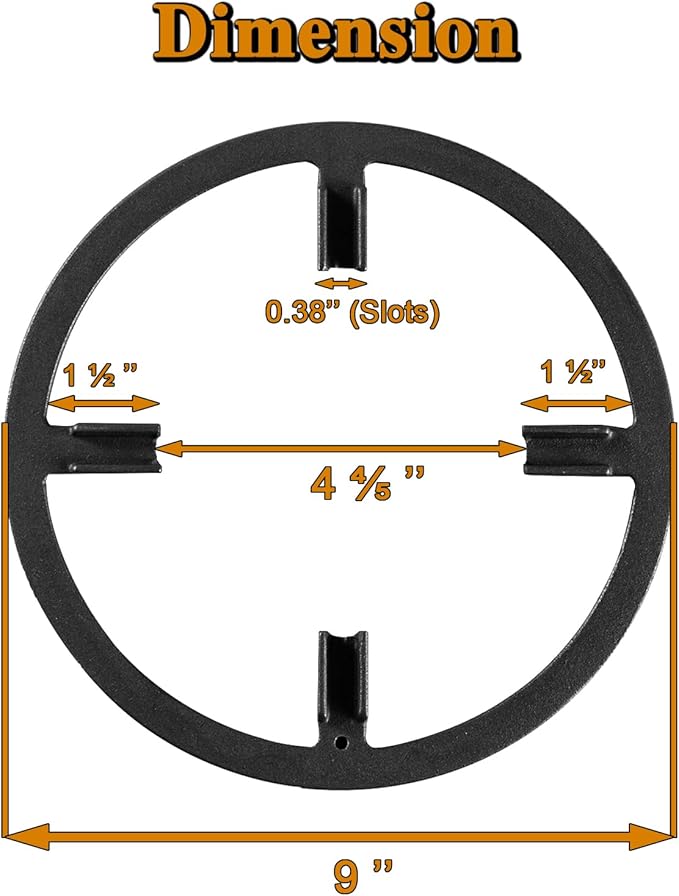 Wok Ring, Replacement Parts for Gas Stove Burner Grates Cast Iron Stove Top Grates Support Ring Universal Non-Slip 9 Inch Samsung GE Whirlpool Kitchenaid LG Range Base Wok Burner Ring