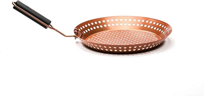 Outset QN77 Grill Skillet with Removable Soft-Grip Handle, Copper Non-Stick
