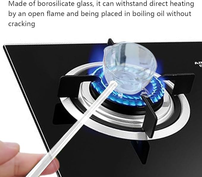 2 Pcs 9.65” Heat Glass Ladle, High Temperature Borosilicate Glass Mixing Utensil Ladle With Pourable Mouth Can Be Heated Directly With Open Flame for Home Kitchen Banquet Restaurant Soup Spoon