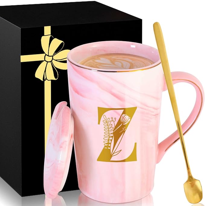 MNZZ Personalized Ceramic Coffee Mug with Lid Tea Cup Women Men Teacher Gifts Female Male Preschool Kindergarten Pre K Prek Middle High School First Year 1st 2nd 3rd 4th 5th Grade,Z