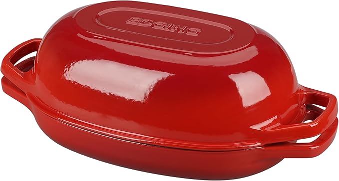 Enameled Cast Iron Oval Dutch Oven Pot with Lid, Dutch Oven for Sourdough Bread Baking, Bread Oven, Bread Dutch Oven, Oval Bread Pan, 5qt, Red