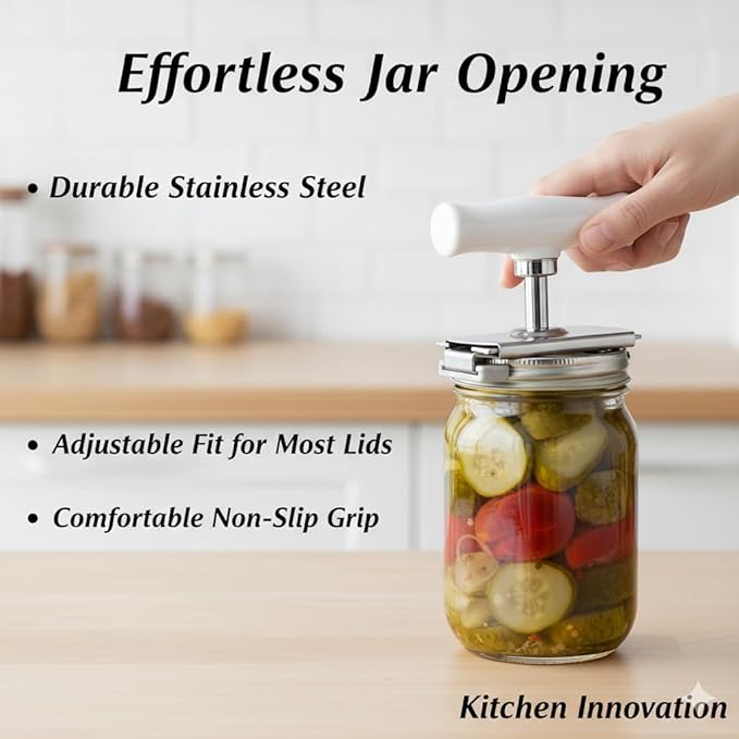 Cap Crack Jar Opener 2026 New Adjustable Multi-Lid Can Opener for Weak Hands - Ergonomic Non-Slip Grip, One-Hand Operation, Opens Bottles Cans Jars Effortlessl (White Anti-Slip)