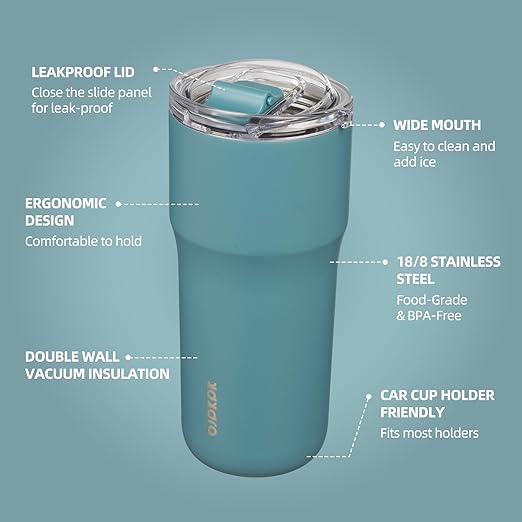 BJPKPK Insulated Tumbler with Lid,24oz Stainless Steel Tumbler,Double Wall Travel Coffee Mug Thermal cup,Keep Drinks Cold and Hot,Haze Blue