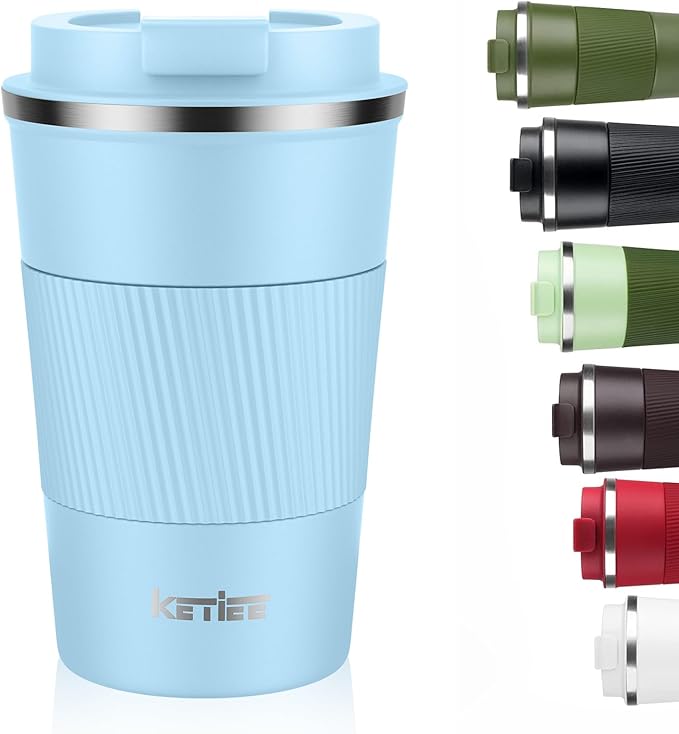 KETIEE Travel Coffee Mug 12oz: Insulated Coffee Cup with Leakproof Lid, Coffee Tumbler, Reusable Coffee Cups with Seal Lid, Vacuum Stainless Steel Coffee Mug to Go for Hot/Iced Water Tea