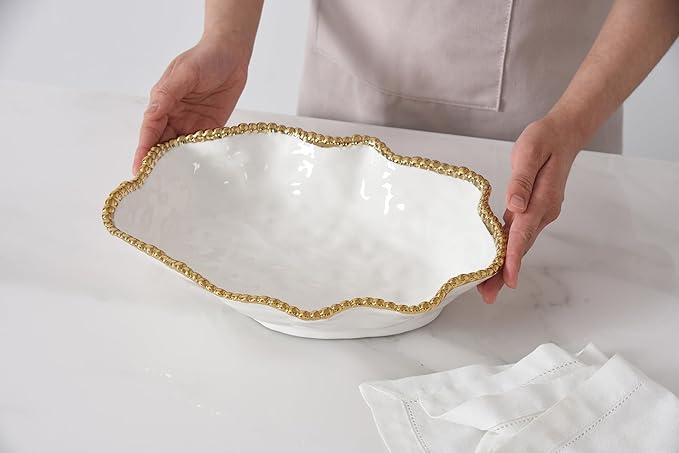 Pampa Bay Golden Salerno, Serving Bowl, 12" x 9" x 3"