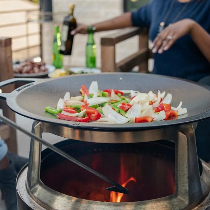 Solo Stove Ranger Cast Iron Wok Top, Stir Fry Pan, Cooktop for Ranger fire pit, Fireplace accessory, Cooking surface: 14.75", Depth: 2", Weight: 12.5 lbs