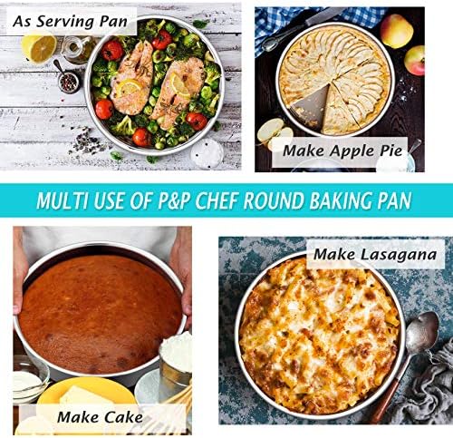 P&P CHEF 9.5 Inch Cake Pan Set of 2, Stainless Steel Round Baking Cake Pans