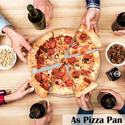 P&P CHEF Pizza Pan Set of 2, 10 Inch Stainless Steel Pizza Tray, Silver