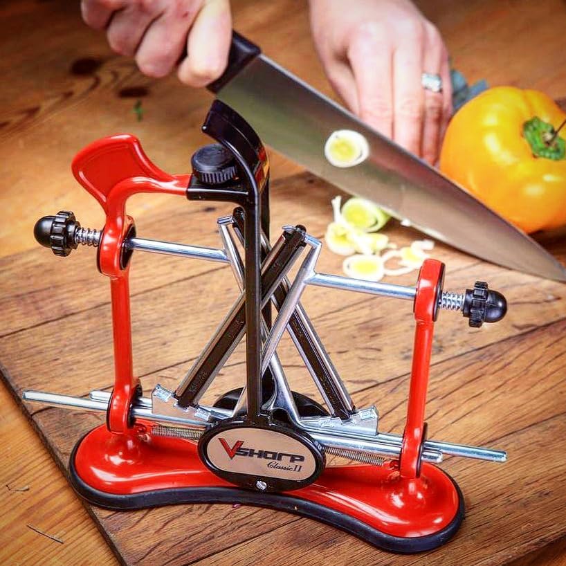 Warthog V-Sharp A4 Knife Sharpener, Diamond Rods, Metal Frame, Red