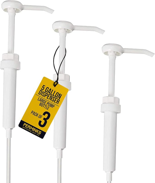 5 Gallon Pump Dispenser - Pump for 5 Gallon Bucket, Jug, Bottle, Large Container - Great for Shampoo & Conditioner, Laundry Detergent, Snow Cone Syrup, Bleach Liquid, Oil & More (Pack of 3)