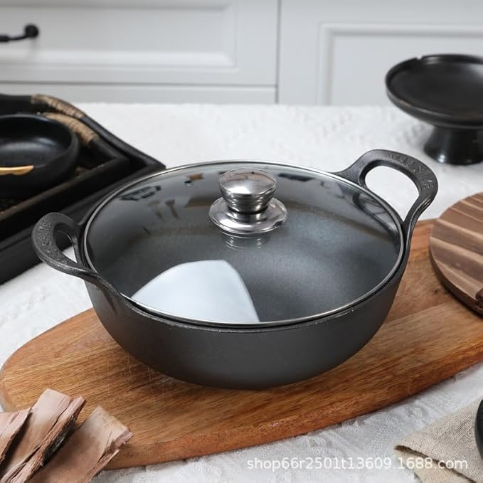 11 inch Cast Iron Wok with Handles, Grilling Wok, Use in the Oven, on the Stove, or on the Grill (11 inch)