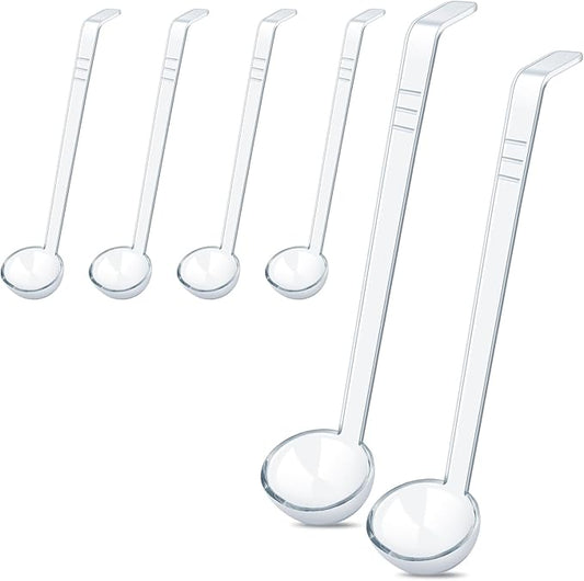6 Pcs 1 Oz Small Ladle 10.4 Inches Mini Ladles for Serving Sauce, Soup, Dressing, Punch Bowl, Gravy, Cocktail, Fruit Juices – Clear Plastic Long Handle Ladles for Parties, Catering
