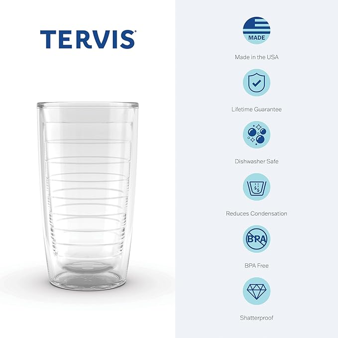 Tervis Turtle Pattern Made in USA Double Walled Insulated Tumbler Cup Keeps Drinks Cold & Hot, 16oz, Classic
