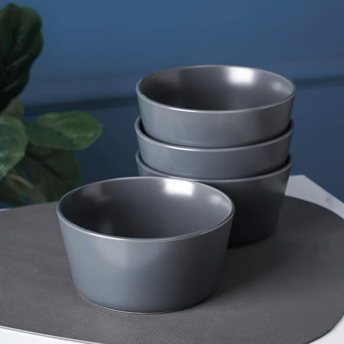Stone Lain Stoneware Bowls Set, 4-Piece, Grey Matte