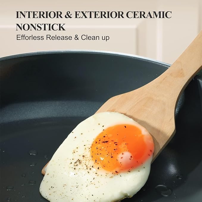 PRICUSIS Nonstick Ceramic Frying Pan with Lid, 8/10/12 Inch, Metal Utensil Safe, PFOA & PFAS Free, Scratch & Stain Resistant Skillet, Oven & Dishwasher Safe, Induction Compatible – Gray (12-Inch)