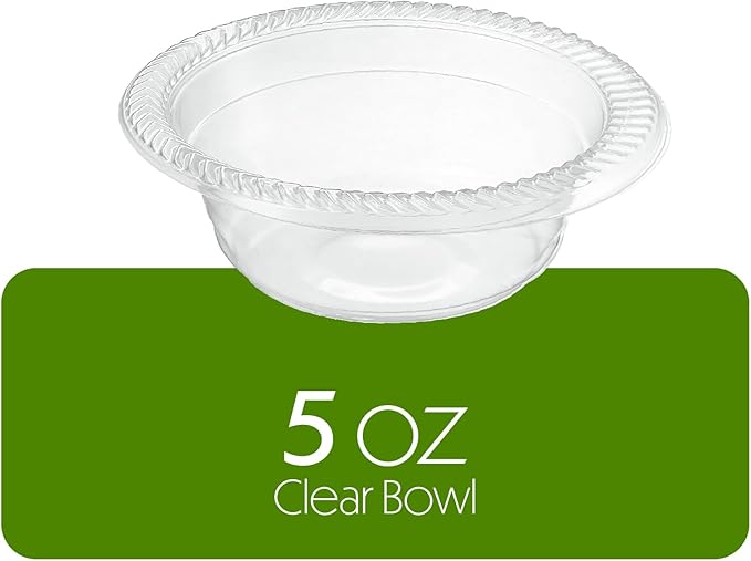 PLASTICPRO 80 Pack Clear Plastic Soup Bowls 5 oz Durable Disposable Small Plastic Bowls for Parties Events BBQ
