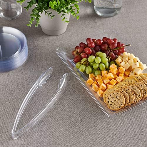 [Clear Tongs 12'' Inches] Plasticpro 12'' Serving Tongs Heavy Duty Reusable Kitchen and BBQ Clear Serving Tongs for party's, Caterings, Events, Buffet, Weddings, And every Day use Pack of 12
