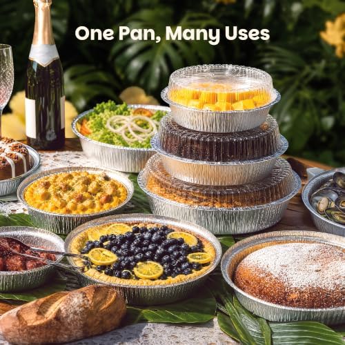 Round Aluminum Foil Pans with Lids, 20-Pack, 9", 8" & 7" Mixed Sizes