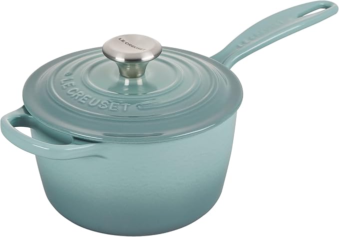 Le Creuset Enameled Cast Iron Signature Saucepan, 1.75 qt., Sea Salt