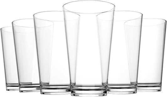 Clear Drinking Glasses - Unbreakable Acrylic Glasses Drinkware 18 oz set of 6 - BPA Free Dishwasher Safe Reusable Plastic Cups for Kitchen Party Outdoor (Look Like Glass)